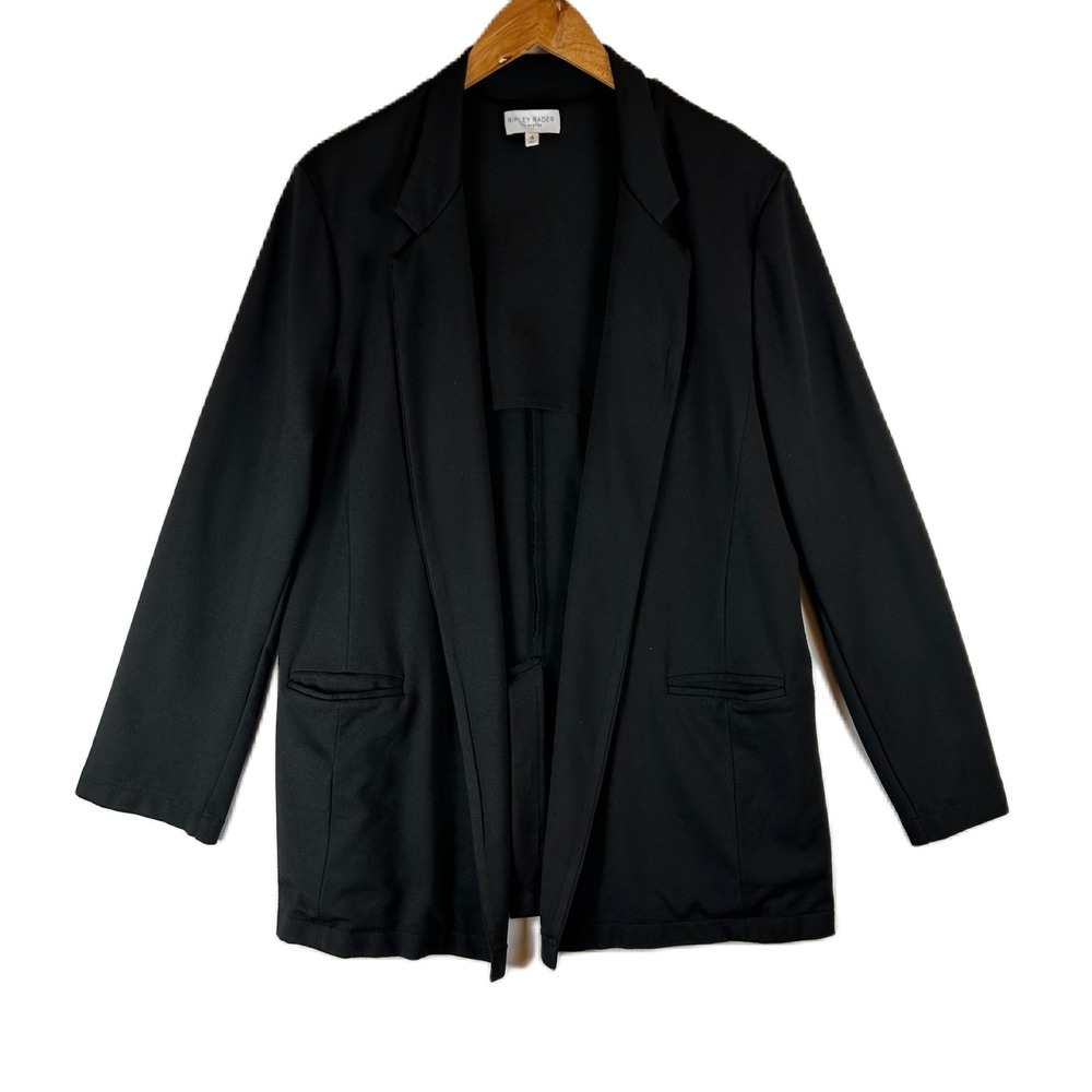Ripley Rader Los Angeles Womens Black Open Front Ponte Knit Blazer Jacket Size 4